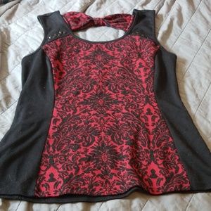 Maurices Black/Red Patterned Tank Top, Medium